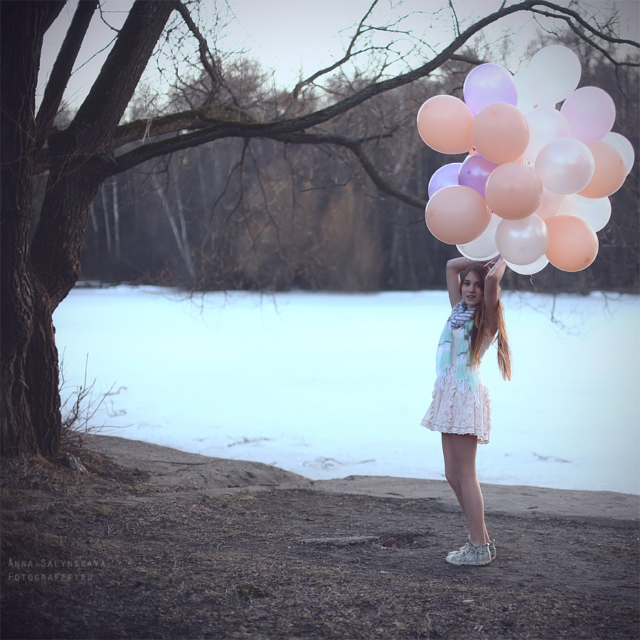 Фотосессия с воздушными шарами - Весенняя фотосессия - Глаша с воздушными шарами