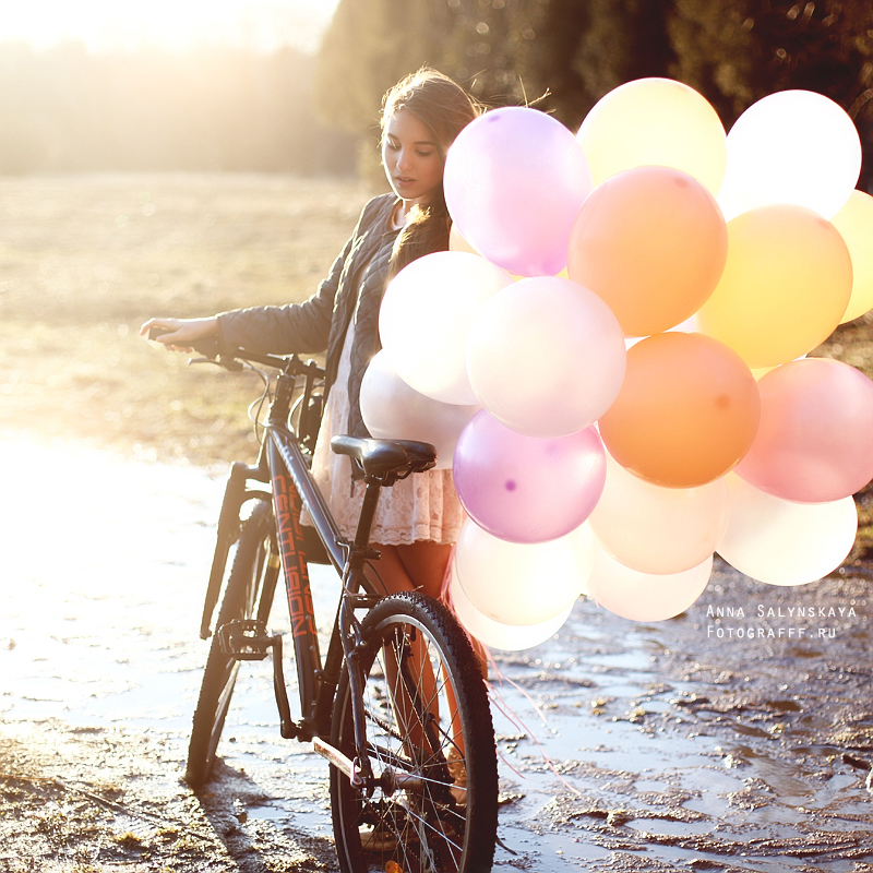 Фотосессия с воздушными шарами - Весенняя фотосессия - Глаша с воздушными шарами